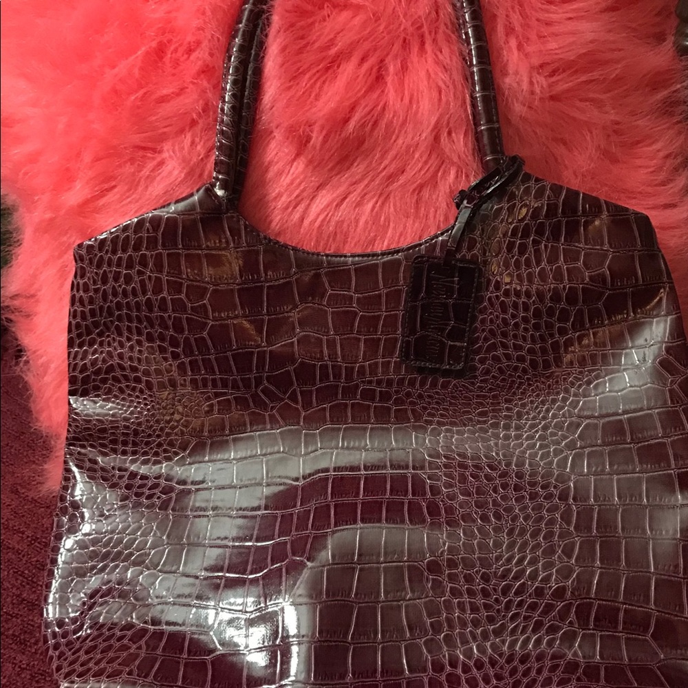 Neiman Marcus Faux Print Leather Handbag